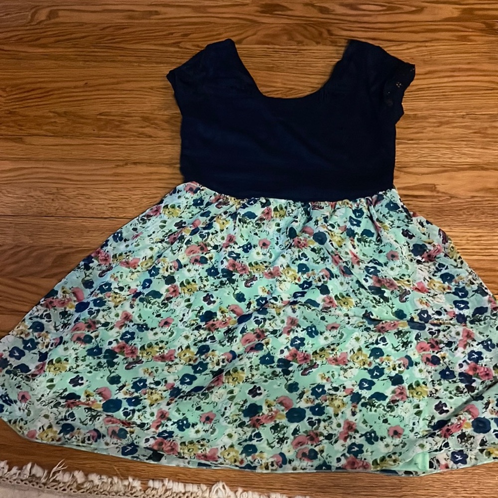 Blue and teal floral dress